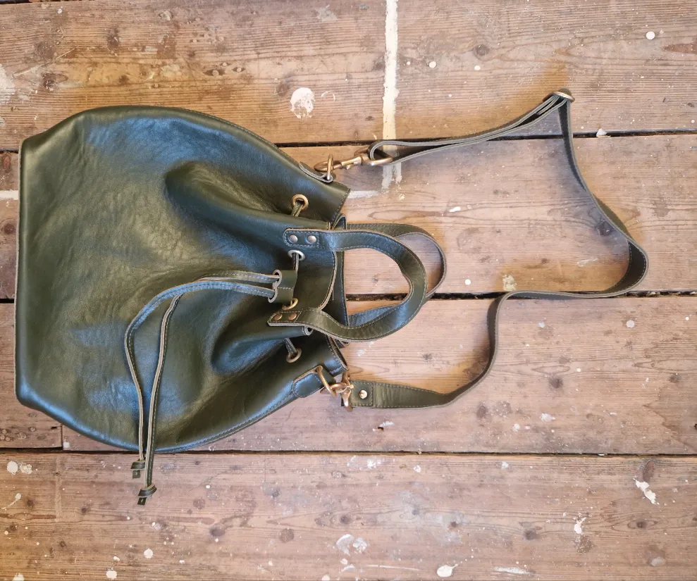 Archive Green leather Markwick Prototype 4 way bag