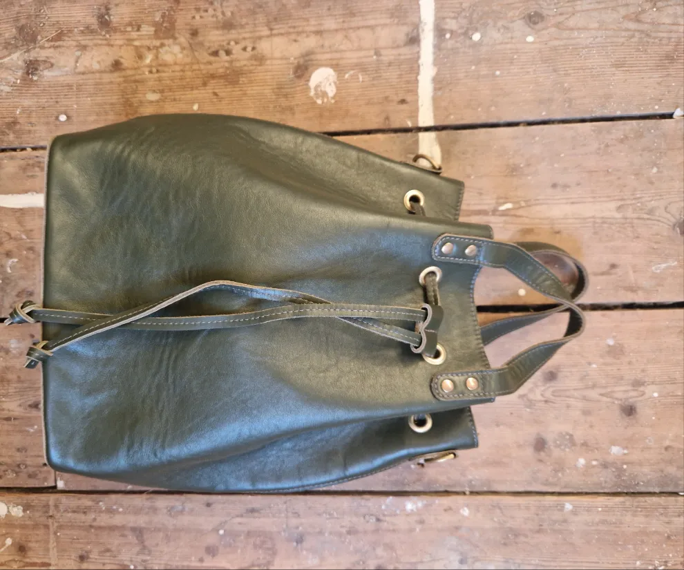 Archive Green leather Markwick Prototype 4 way bag