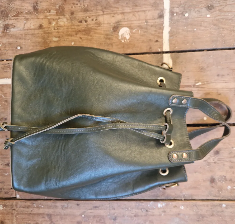 Archive Green leather Markwick Prototype 4 way bag