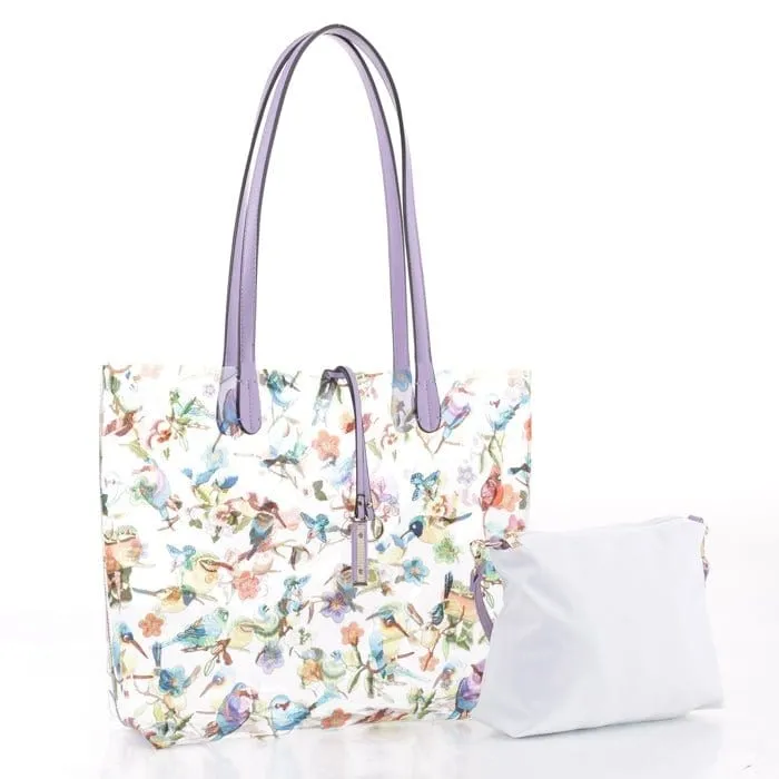 BJ5695S Spring Blue Bird Clear Plastic Tote Bag-in-a-Bag