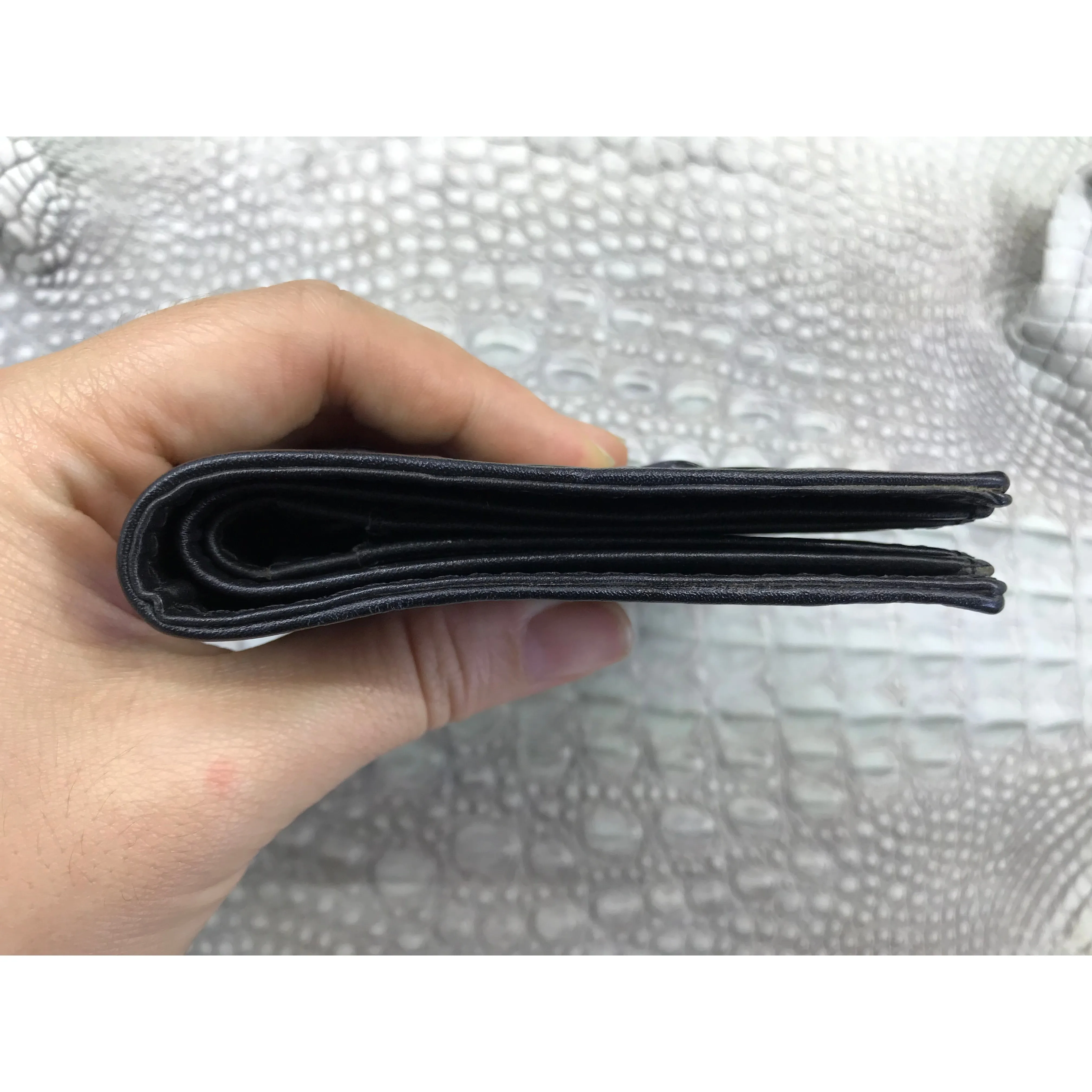 Black Alligator Horn Back Skin Bifold Vertical Wallet For Men | Handmade Crocodile Leather Wallet RFID Blocking | VL5712