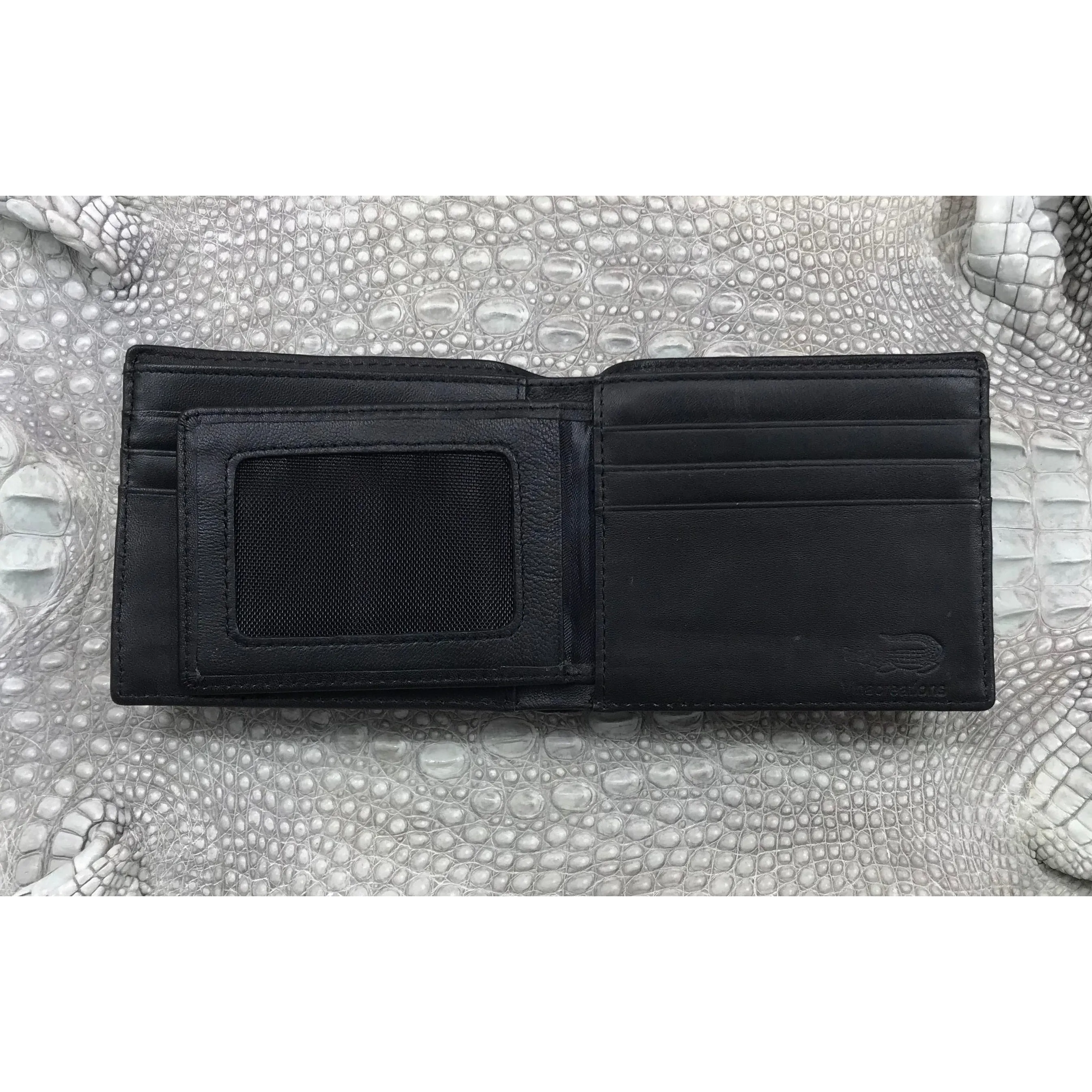 Black Alligator Skin Bifold Wallet For Men | Handmade Crocodile Leather Wallet RFID Blocking | VL5618