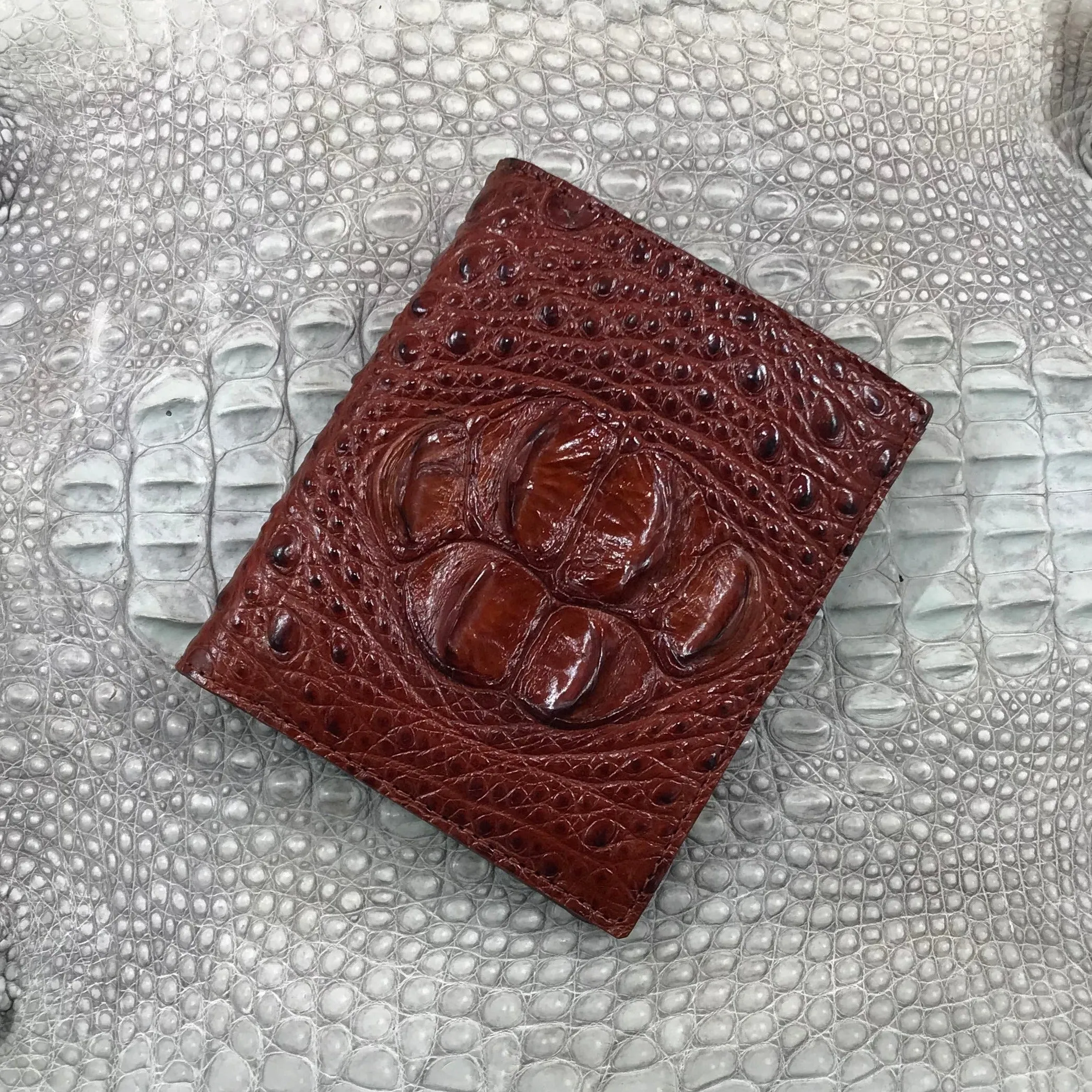 Brown Alligator Skin Bifold Vertical Wallet For Men | Handmade Crocodile Leather Wallet RFID Blocking | VL5614