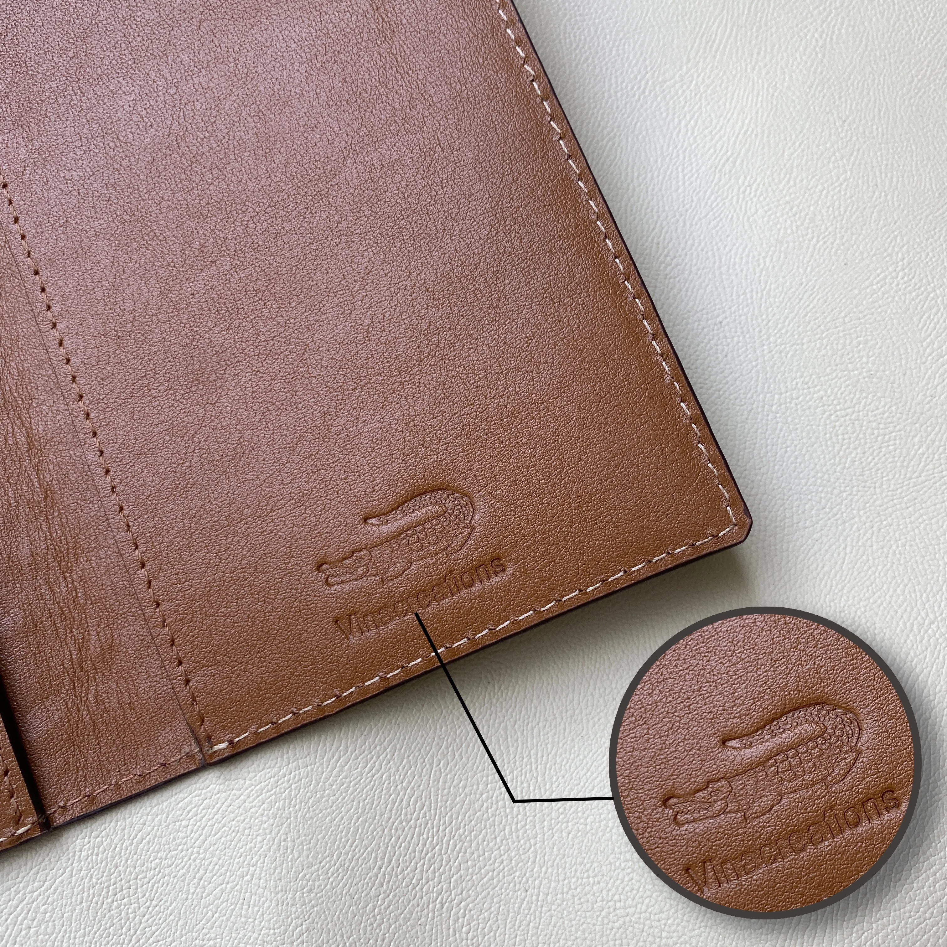 Brown Slim Alligator Leather Passport Holder Cover