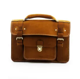 Brown Stone Leather Bag Japanese Large Satchel Natural Tan Nubuck