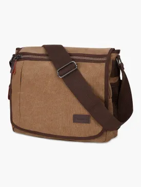 Canvas 13 Inches Shoulder Bag with Bottle Pocket for Men