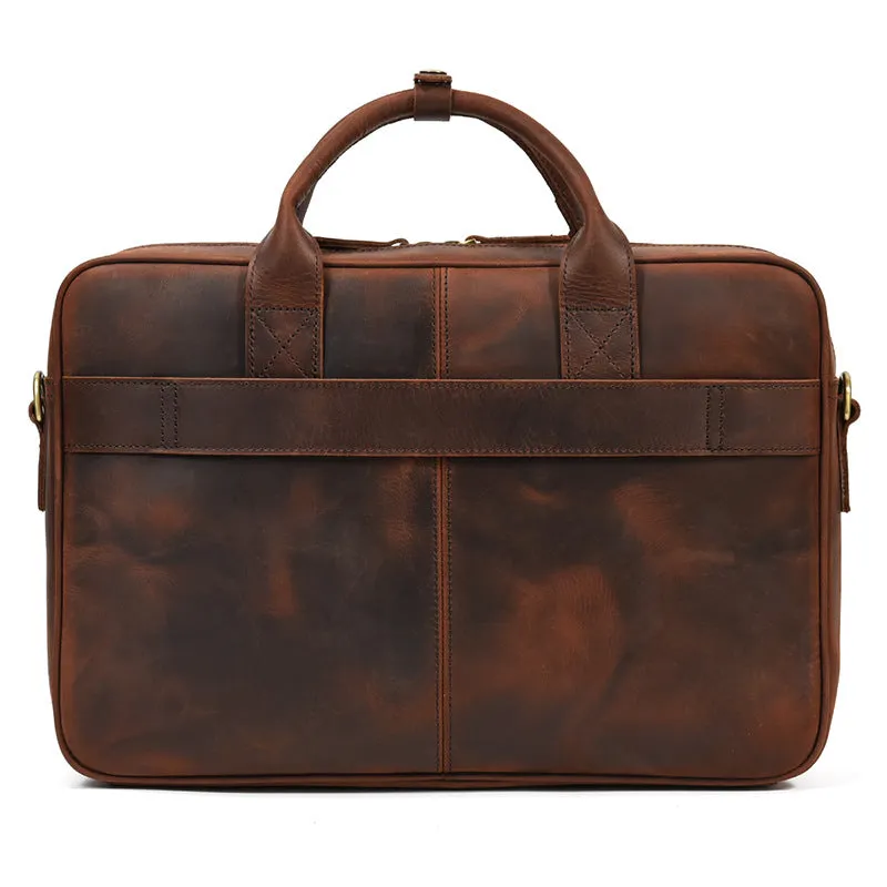 Crazy Horse Leather Men's Briefcase Business Bag Messenger Bag