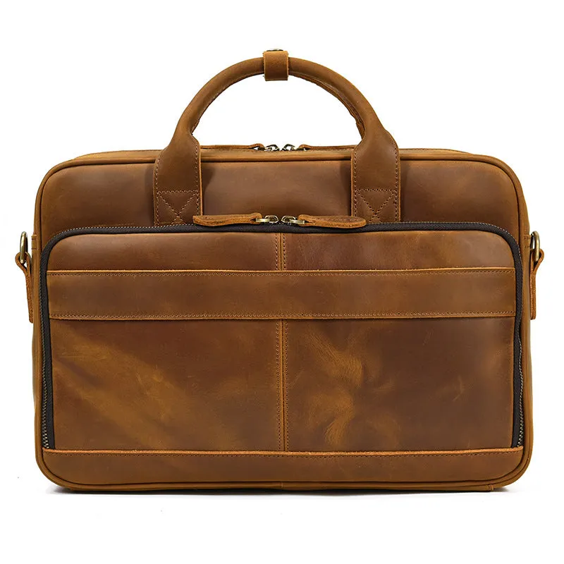 Crazy Horse Leather Men's Briefcase Business Bag Messenger Bag