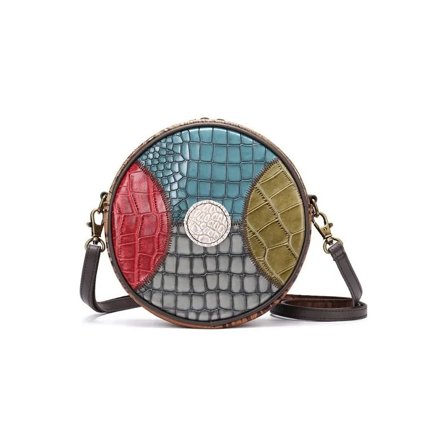 CrocLuxe Chic Leather Round Flap Mini Crossbody