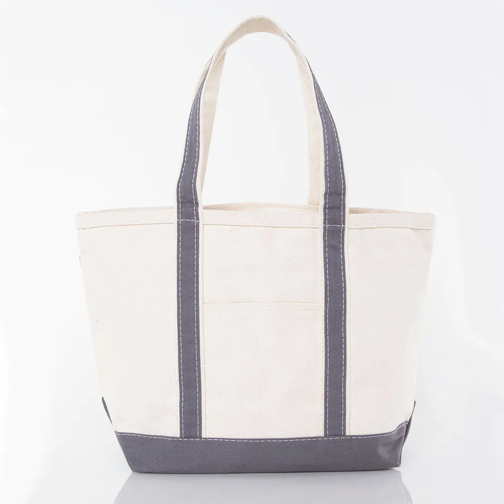 Custom Large Canvas Boat Tote Bag with Shadow Block Initial