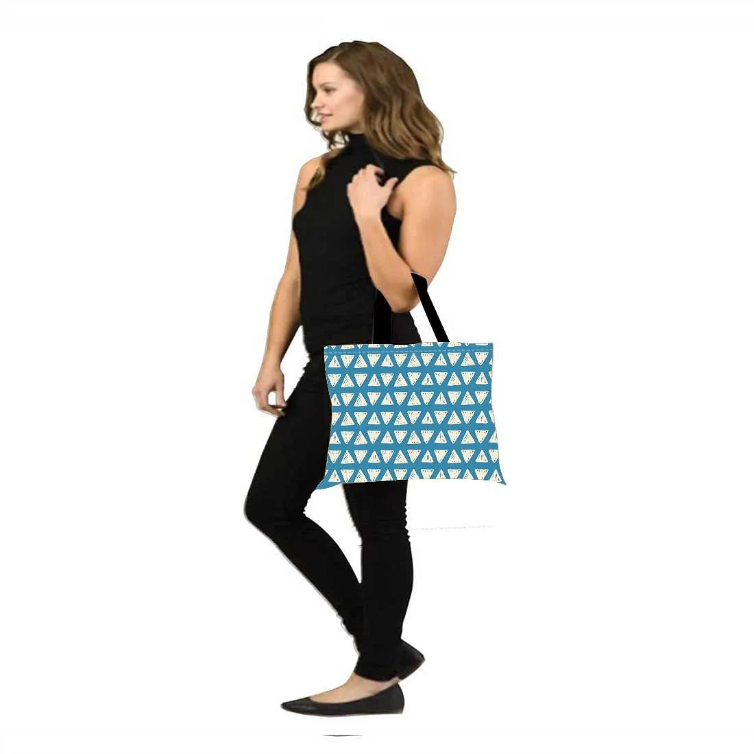 Designer Tote Bag With Zip Beach Gym Travel Bags -  Blue Maze