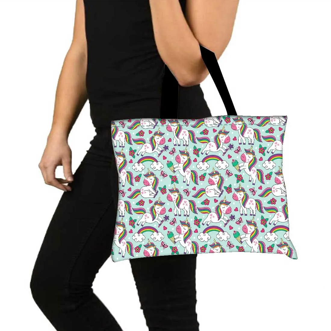 Designer Tote Bag With Zip Beach Gym Travel Bags -  Lovely Unicorn