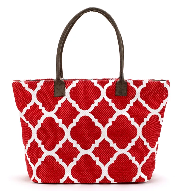 Dhurrie Tote Beach Bag Red