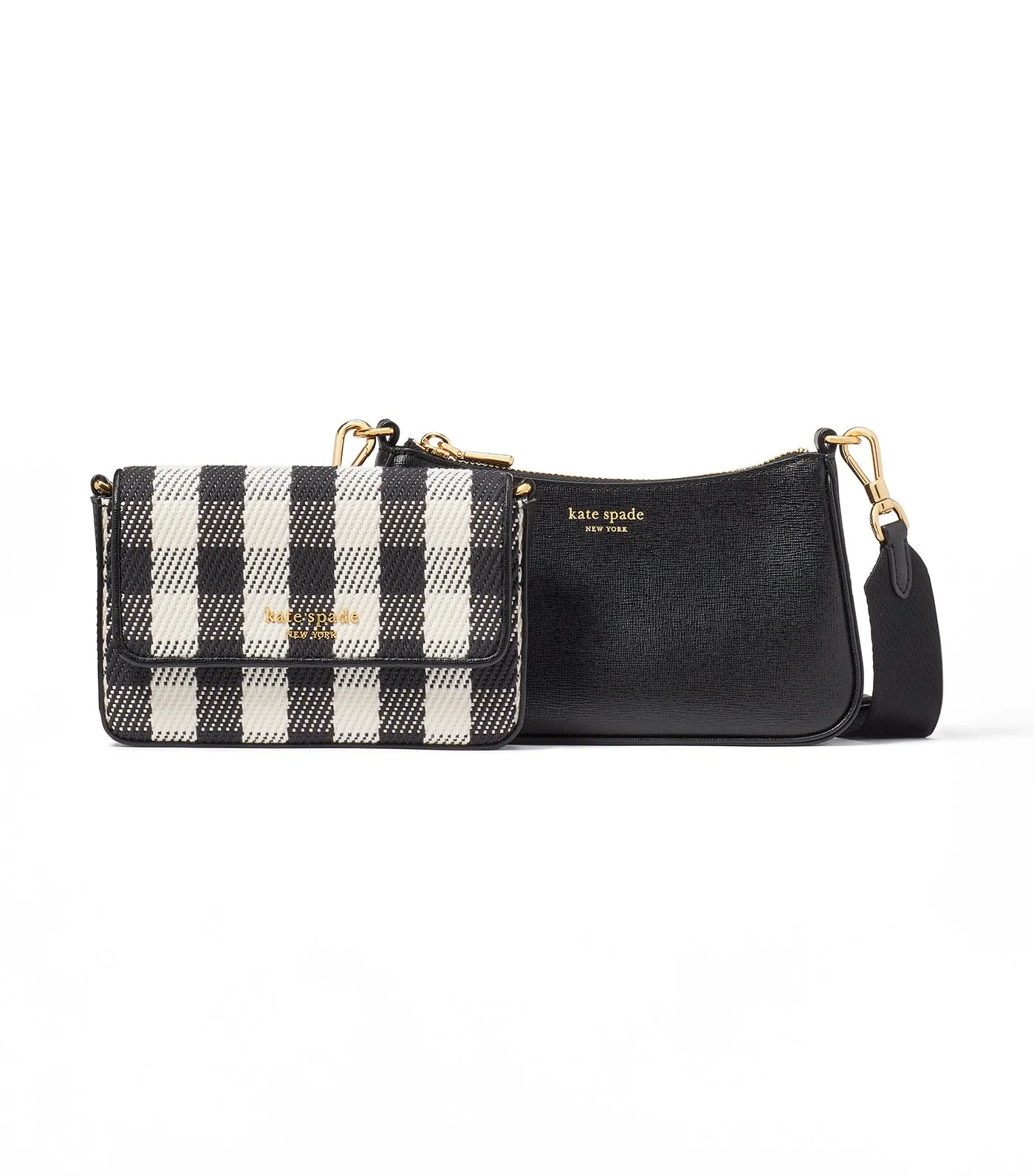 Double Up Gingham Field Crossbody Black