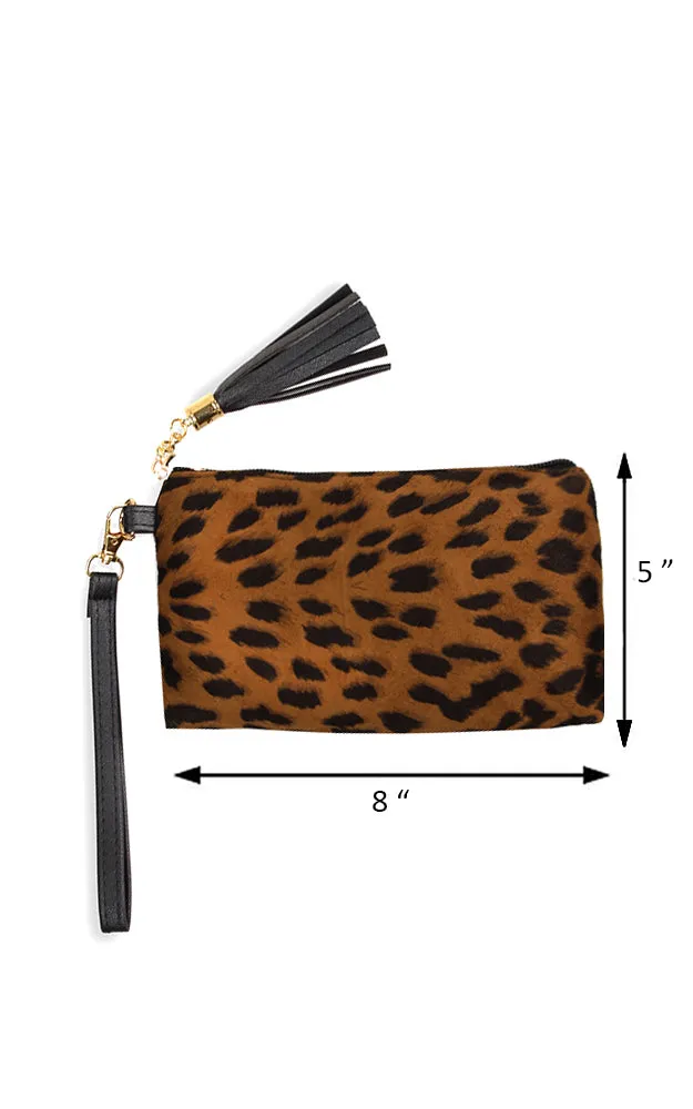 EABG9378 Tan Leopard Crossbody Clutch Bag