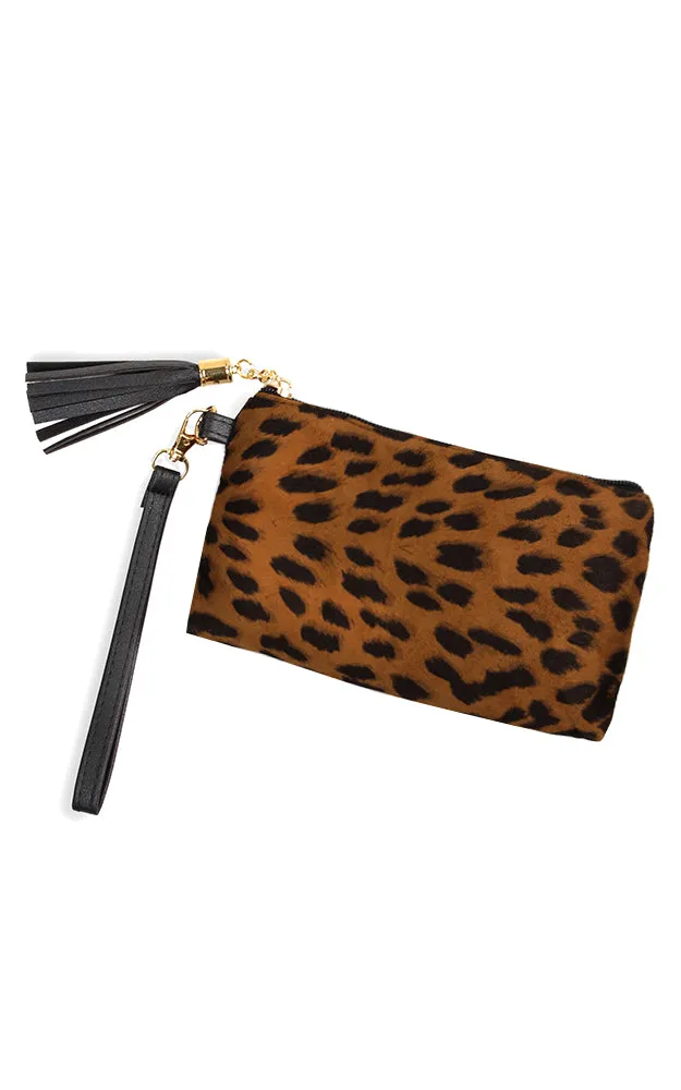 EABG9378 Tan Leopard Crossbody Clutch Bag