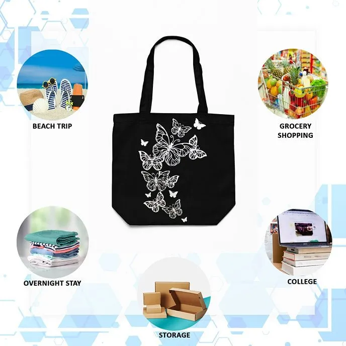 Eco-Friendly Tote Bag for Women with Zip for College & Office - Butterflies