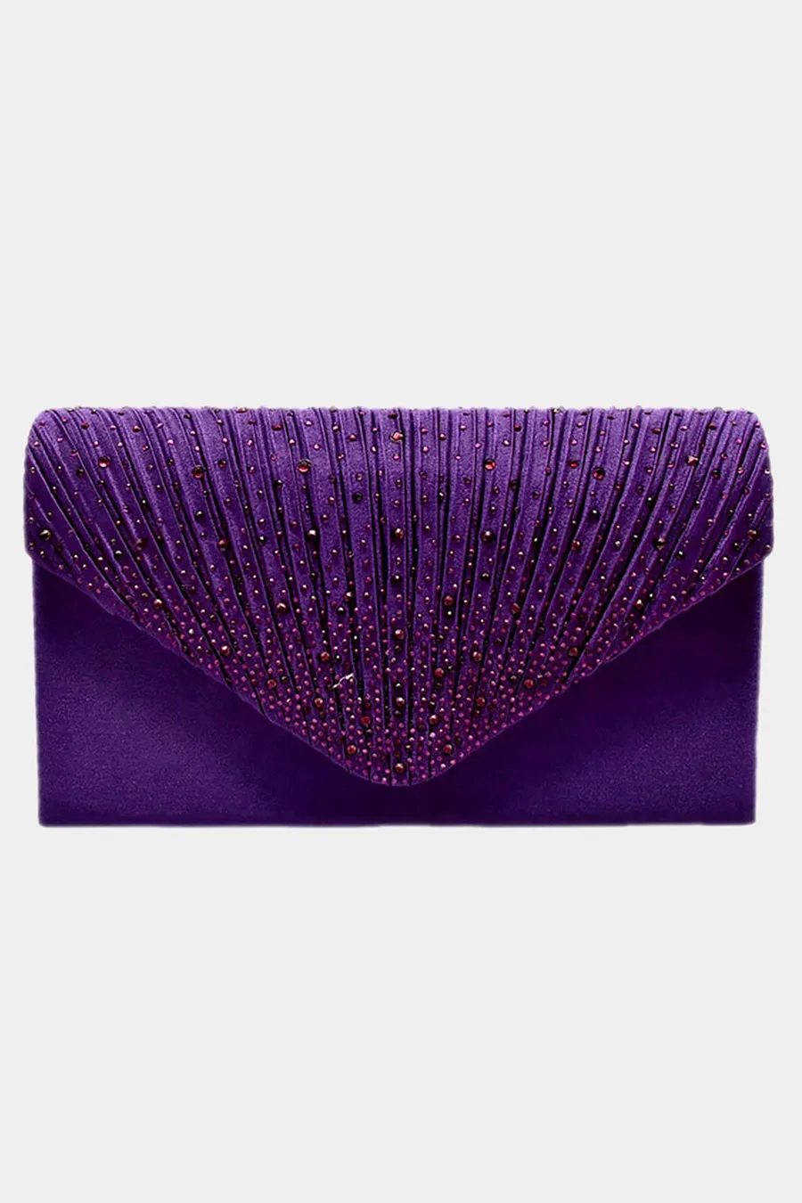 Envelope Bling Evening Clutch Bag - Black, Fuchsia, Gold, Purple, Red or Silver