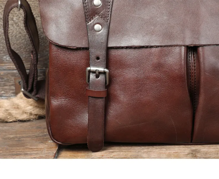 Full Grain Leather Briefcase 14'' Laptop Briefcase Men Messenger Bag