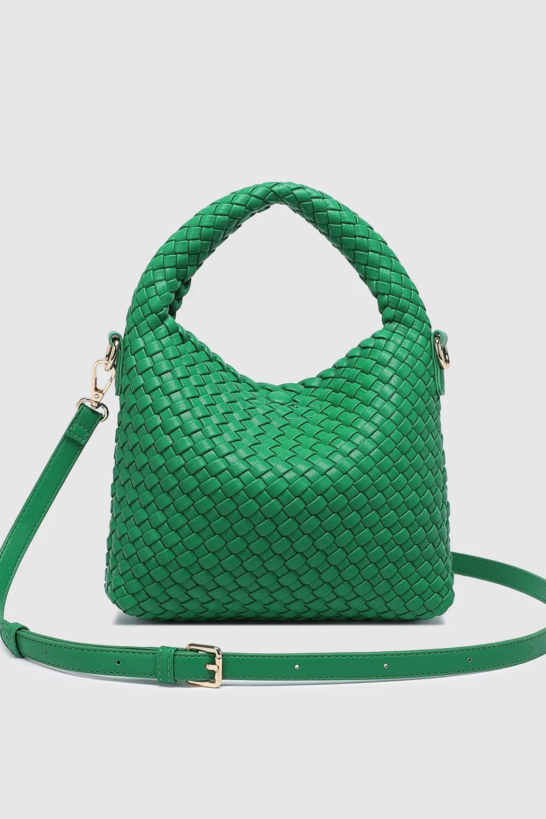 Gabby Mini Woven Shoulder Bag | Apple Green