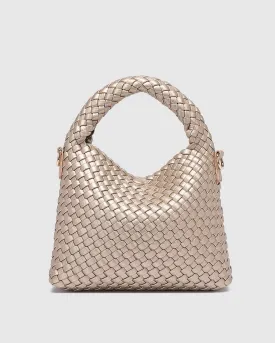 Gabby Mini Woven Shoulder Bag - Pink Champagne