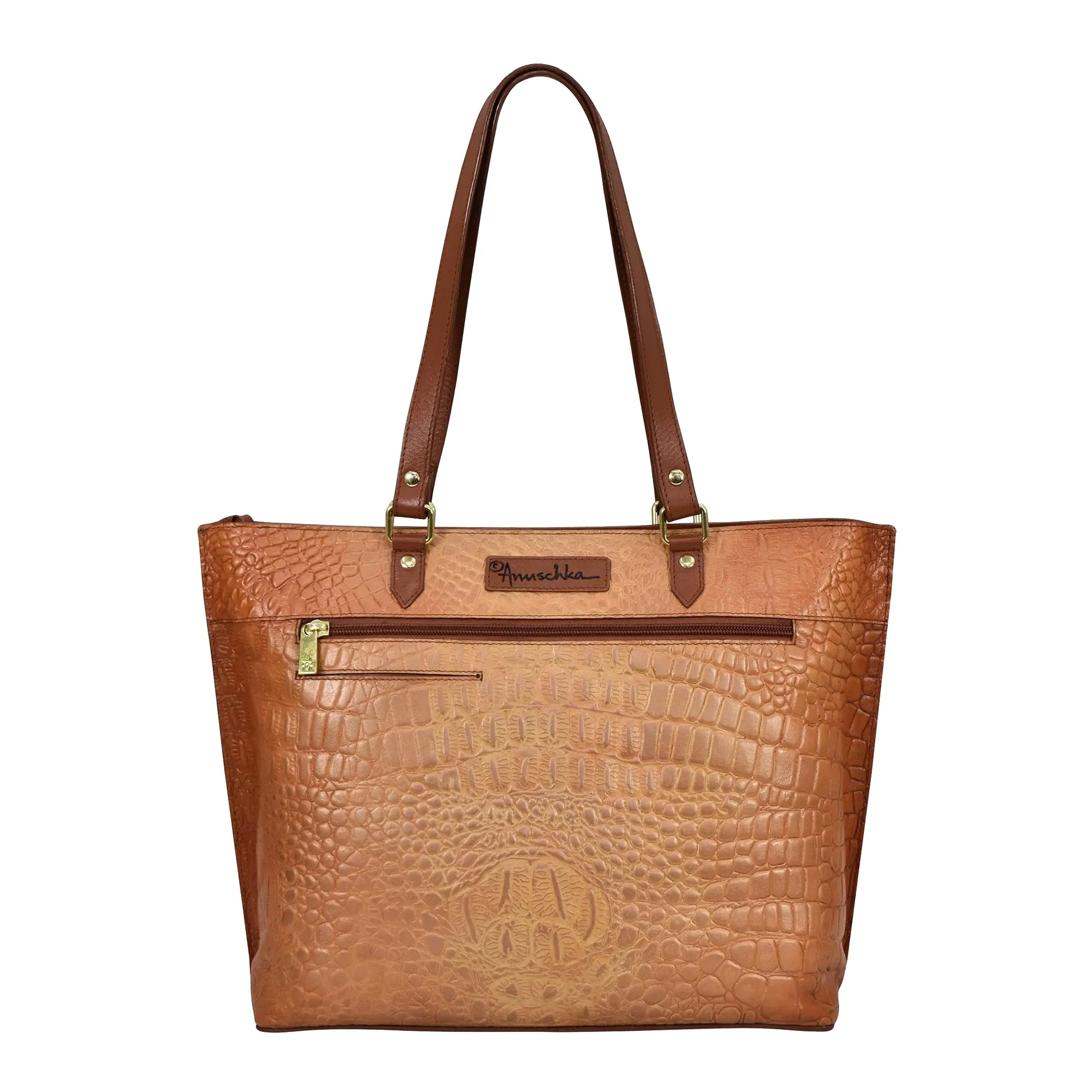 Hand-Painted Croc Embossed Tote