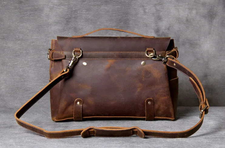 Handmade Vintage Leather Messenger Bag Men Crossbody Bag