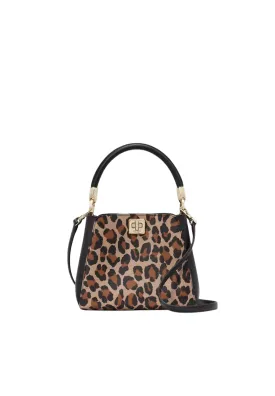 Kate Spade Phoebe Small Spotted Leopard Top Handle Satchel Bag In Brown Multi KH486