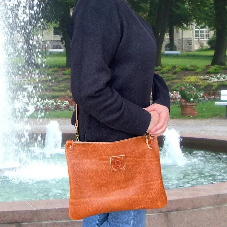 Leather Messenger Bag in Copper