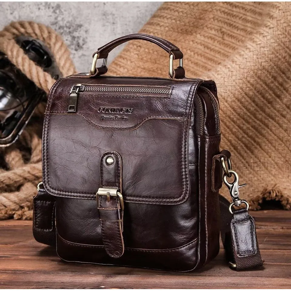 Luxury Crossbody Messenger Bag: Crazy Horse Rugged Collection