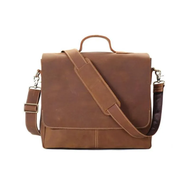 Men Leather Briefcase Messenger Bag Laptop Bag Shoulder Bag