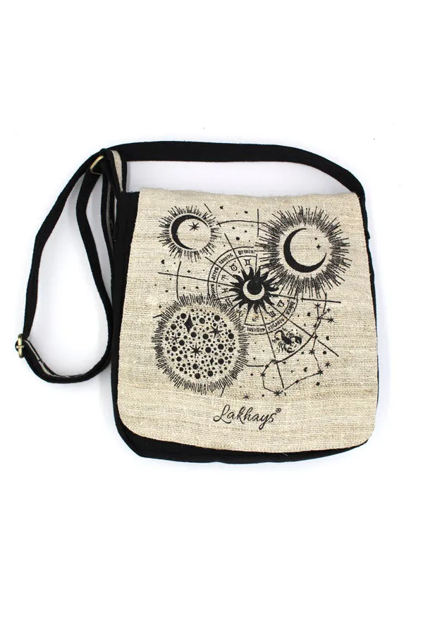 Natural Hemp-Cotton Eco Mandala hippie boho Cross body Messenger Bag sling Bag