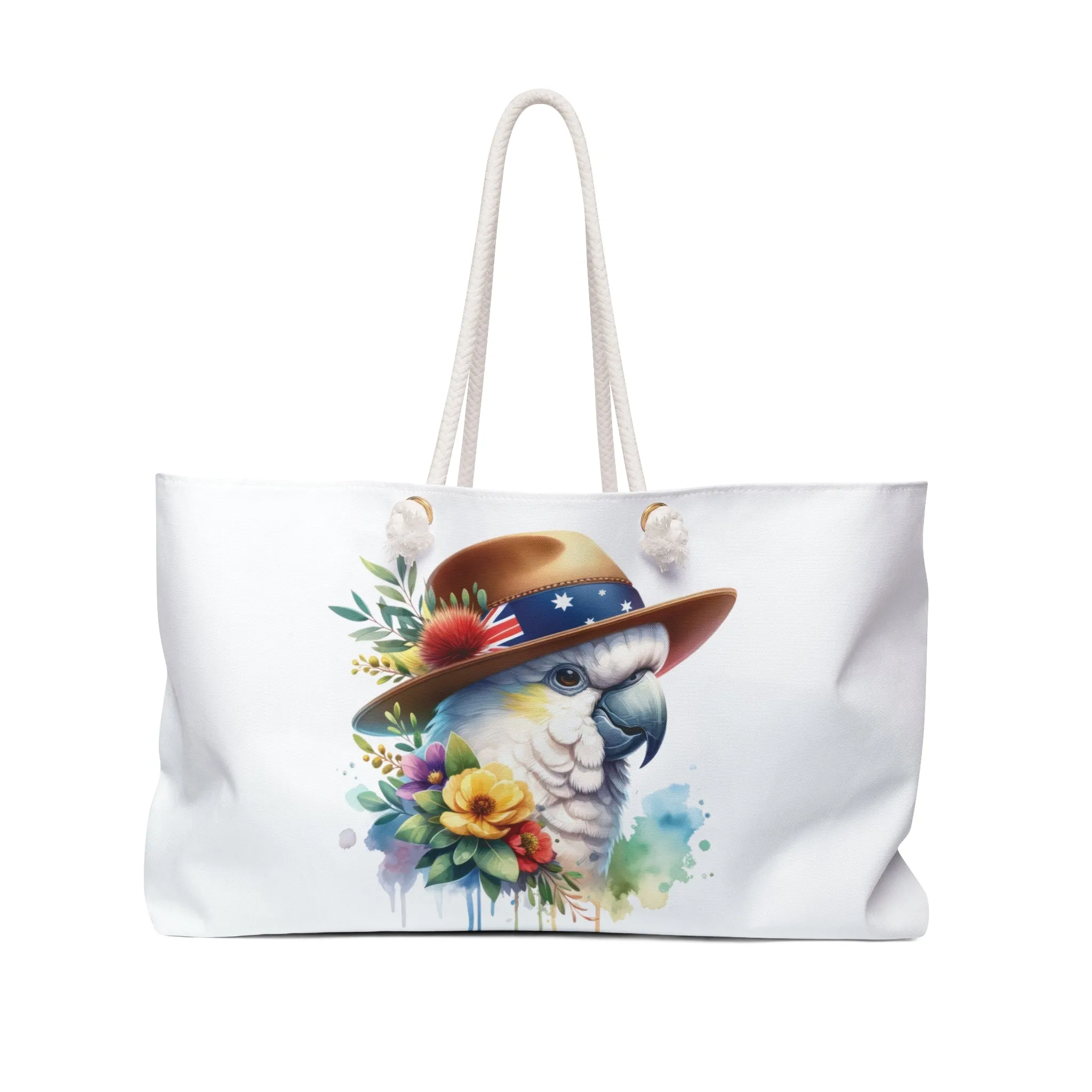 Personalised/Non-Personalised Weekender Bag, Australian Animals, Cockatoo, Large Weekender Bag, Beach Bag, Book Bag