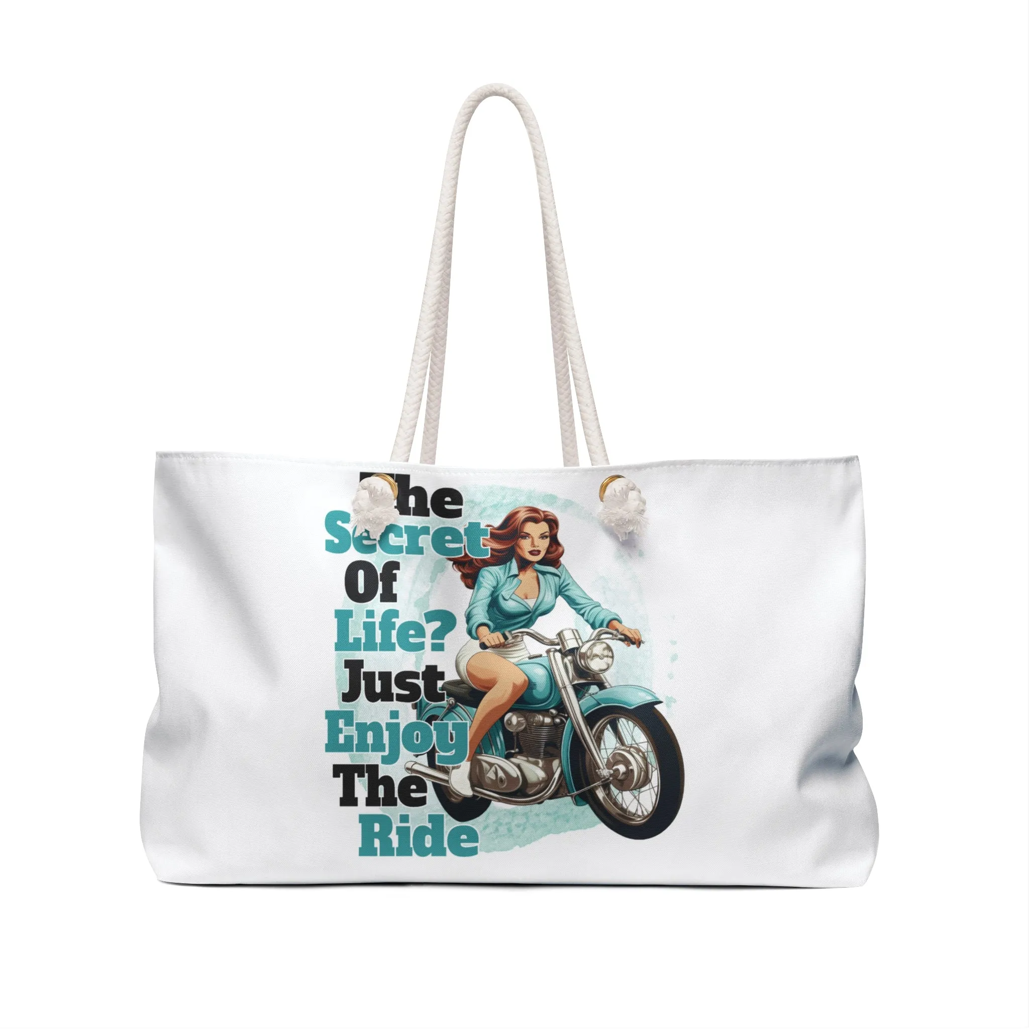 Personalised/Non-Personalised Weekender Bag, Enjoy the Ride, Large Weekender Bag, Beach Bag, Book Bag