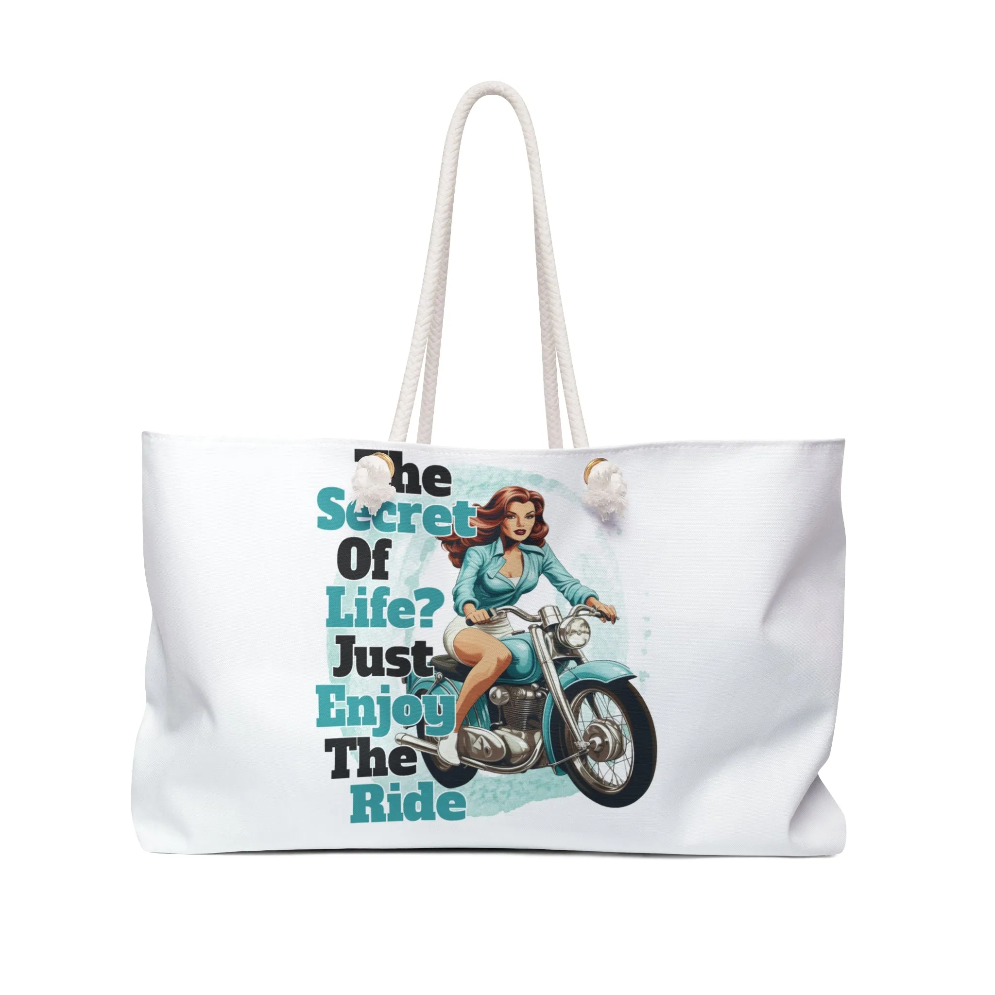 Personalised/Non-Personalised Weekender Bag, Enjoy the Ride, Large Weekender Bag, Beach Bag, Book Bag