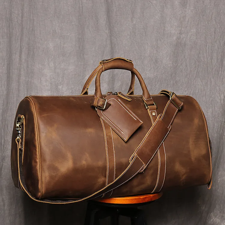 Personalized Full Grain Leather Travel Bag with shoe Pouch Weekend Bag Duffel Bag Leather Duffle with shoe Compartment