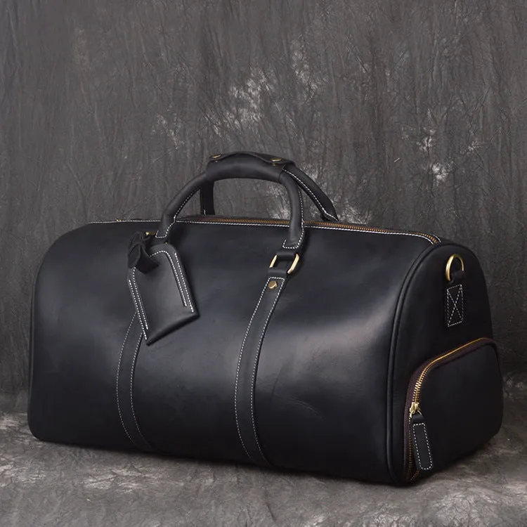 Personalized Full Grain Leather Travel Bag with shoe Pouch Weekend Bag Duffel Bag Leather Duffle with shoe Compartment