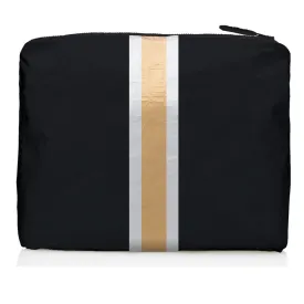 Pouch to Purse - Black with Gold and Silver Stripes