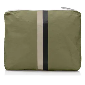 Pouch to Purse - Shimmer Olive Green with Golden & Black Stripes