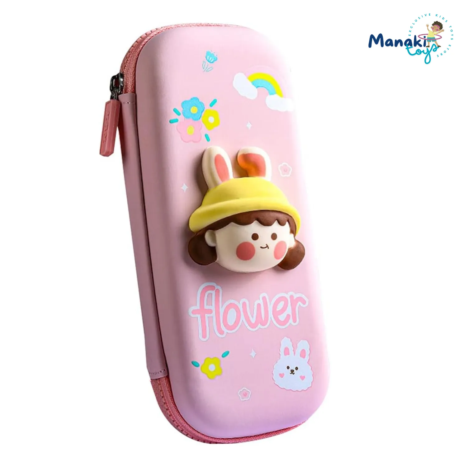 RABBIT CARTOON THEME PENCIL CASE - 3D EVA PENCIL CASE POUCH, MULTIPURPOSE ZIPPER PENCIL CASE FOR KIDS, PEN AND PENCIL BAG FOR SCHOOL KIDS, GIRLS, STATIONERY STORAGE BOX