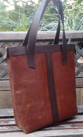 Small Leather Tote Bag with Zipper