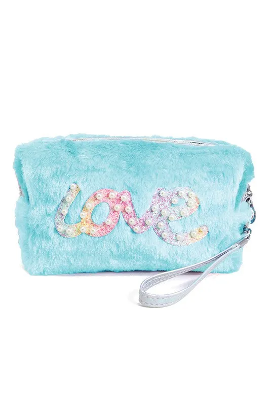 Soft Faux Fur Love Letter Pouch