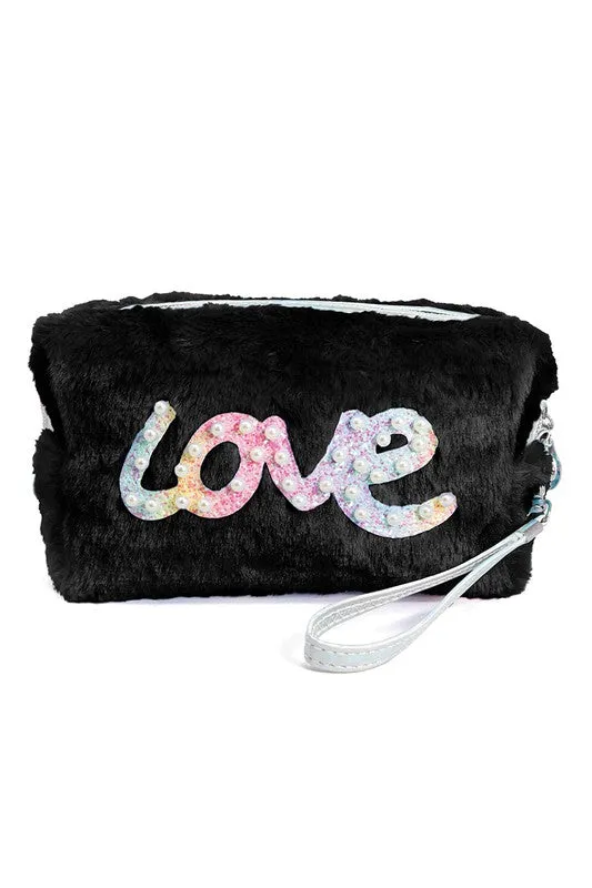 Soft Faux Fur Love Letter Pouch