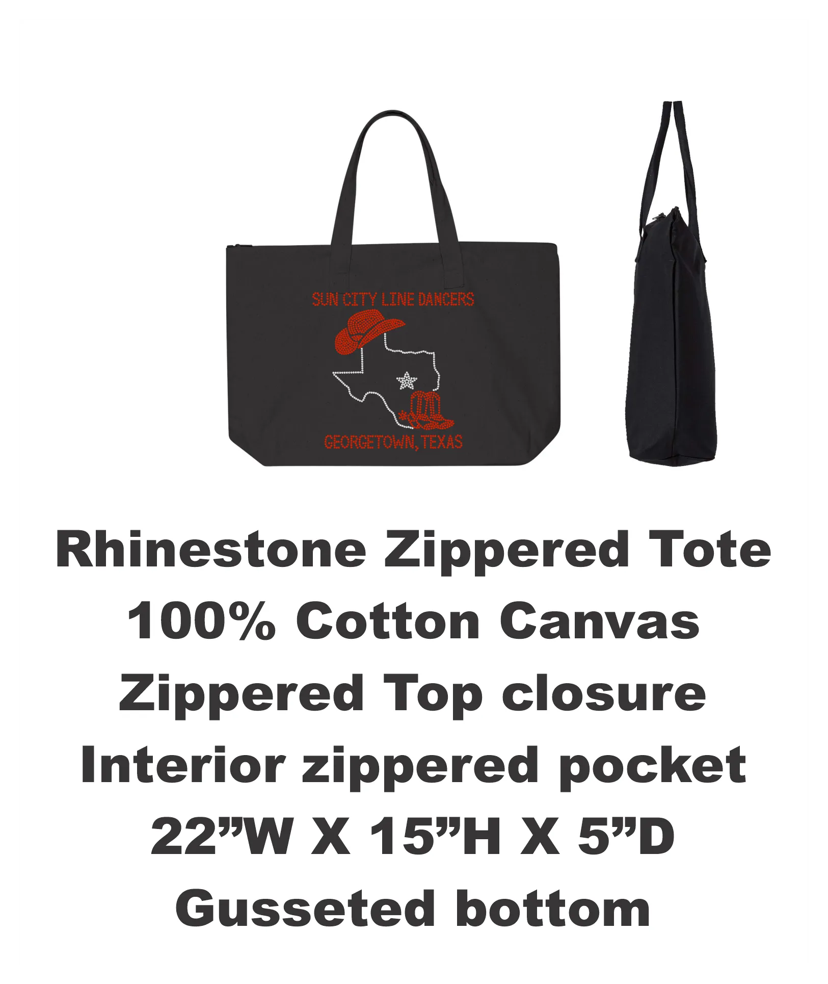 Sun City Line Dancers Rhinestone Tote