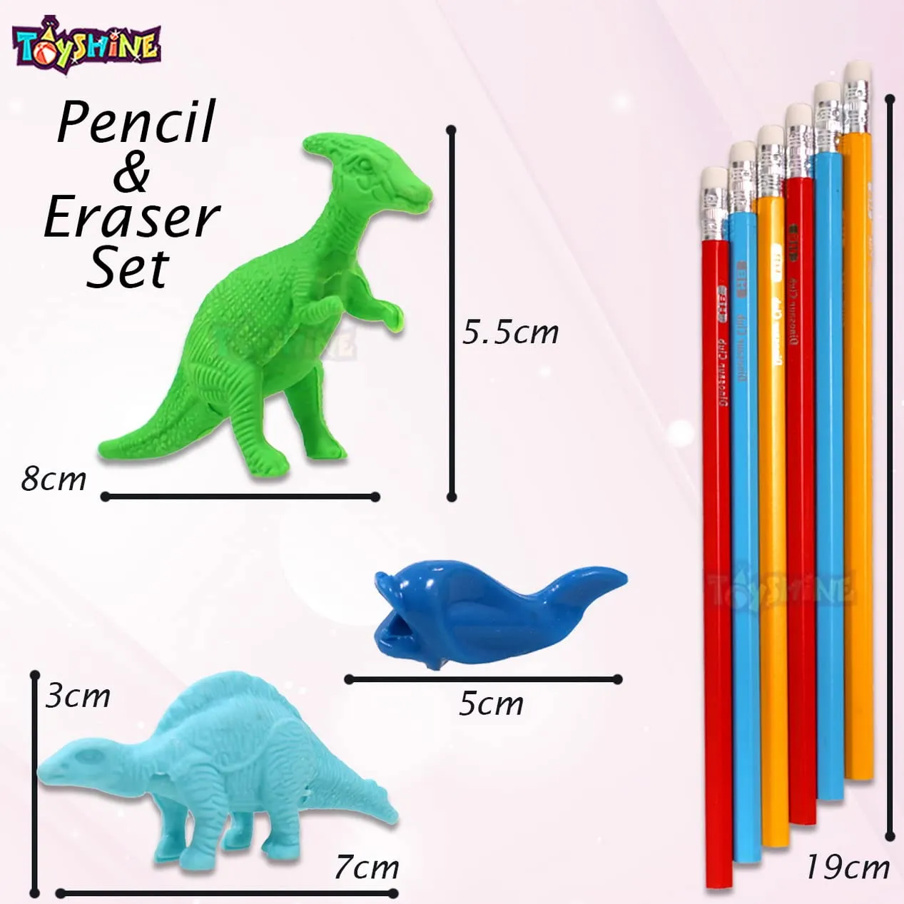 Toyshine Pack of 13 Erasers, Pencils and Sharper Set