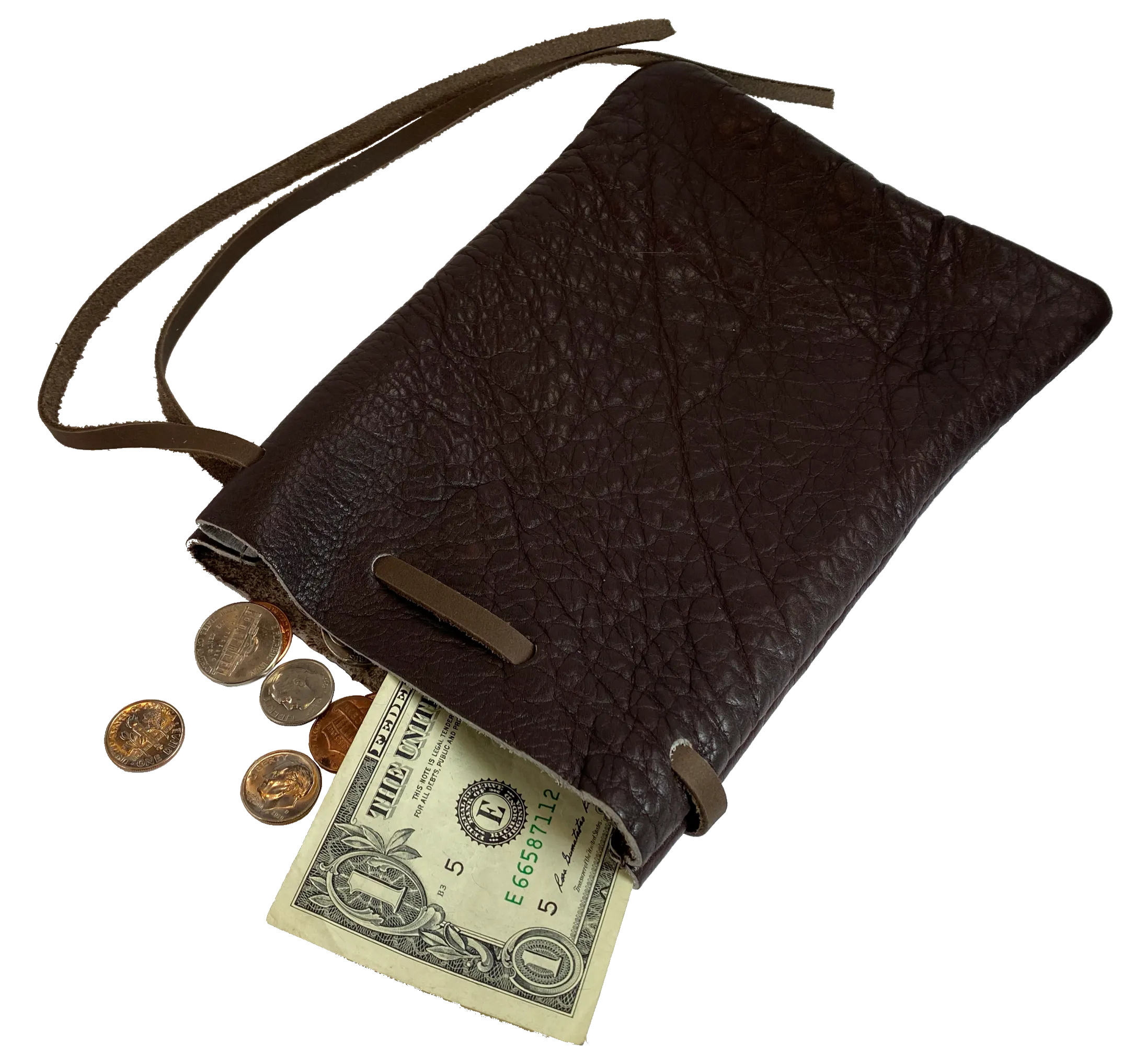 USA Made Leather Drawstring Pouch