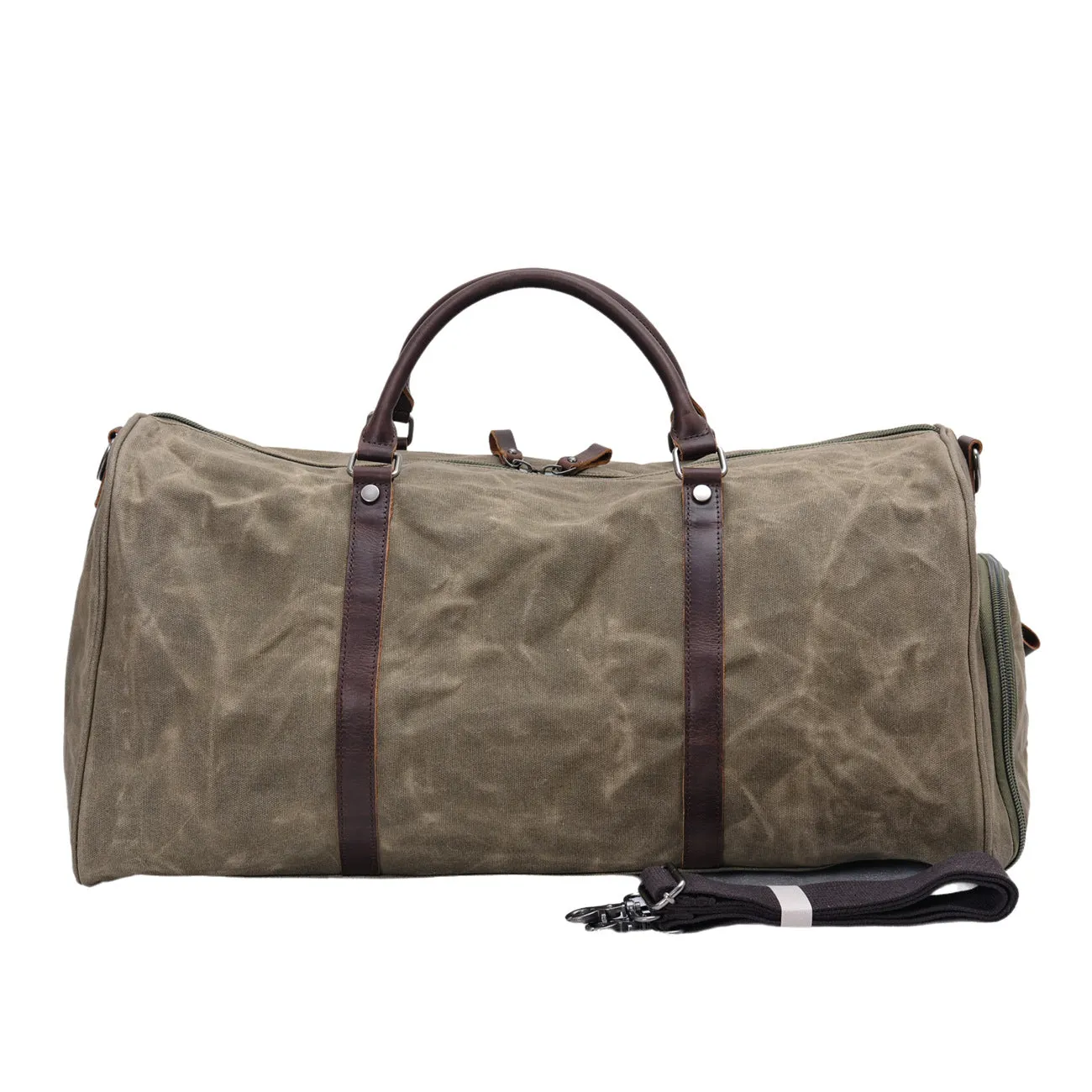 Water Proof Canvas Duffel Bag with Shoes Compartment Canvas Weekend Gym Bag