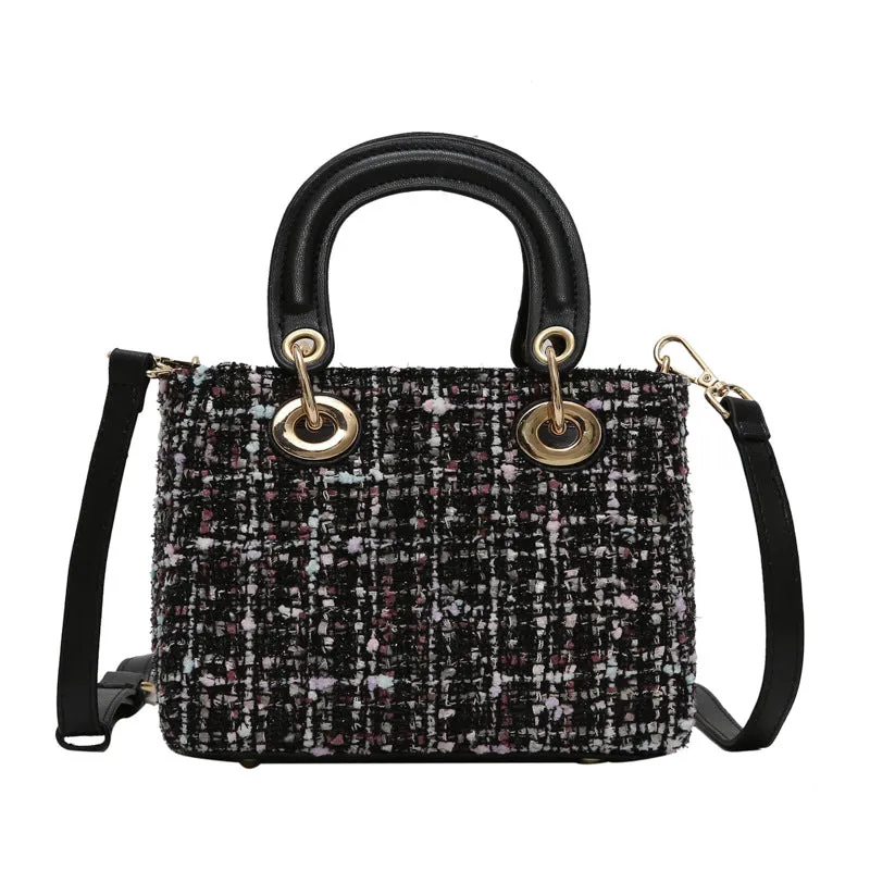 Women new style fashion portable mini Princess Diana bag woolen shoulder crossbody bag trendy